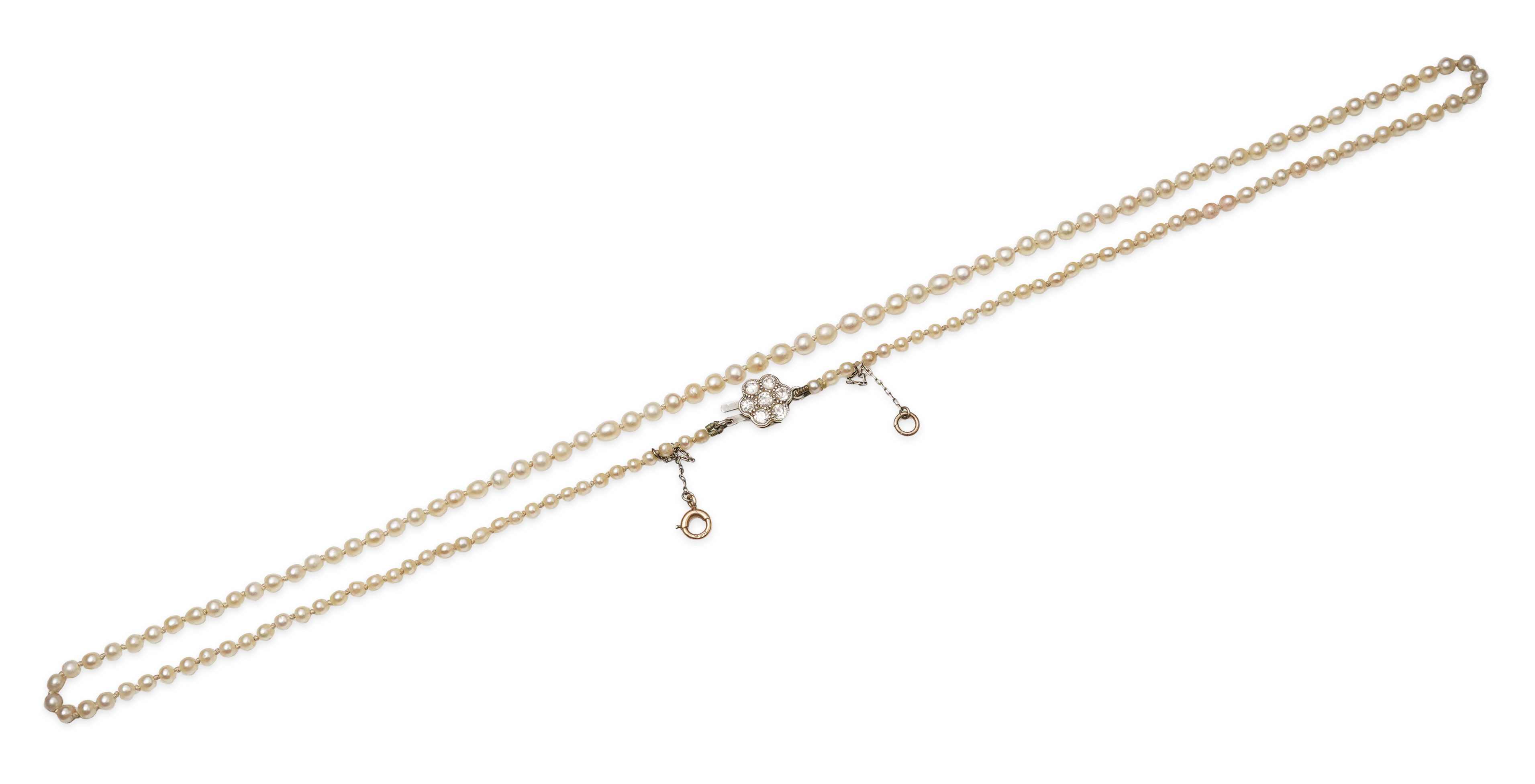 An Edwardian pearl and diamond necklace, early 20th century